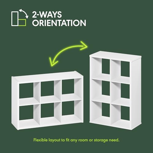 Furinno CUBICLE 6-Cube Book Shelf, Extra Thick Frame Bookshelf, Light Grey
