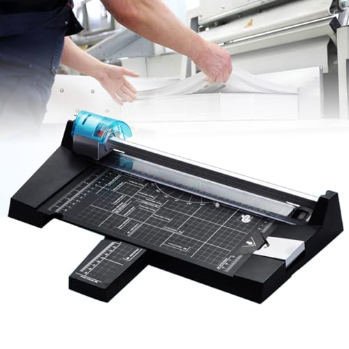 Eoweiot Rotary Paper Cutter, Heavy Duty Paper Trimmer Guillotine,Straight/Wave/Dotted/Creasing Line,for Paper Photos Postcards Business Card
