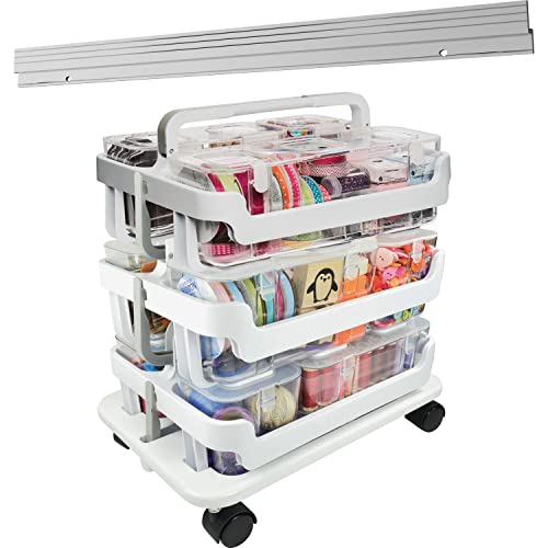 Deflecto Stackable Caddy Organizer Multi-Pack Bundle - 17.3" Height x 16" Width x 11" Depth - Floor - White - 1 Set