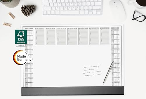 SIGEL H7365 Paper Desk pad, 2-Year calendars and Weekly Planner, Office Design, A2 (59.5 x 41 cm), with Protective Strip, Black and White, 40 Sheets