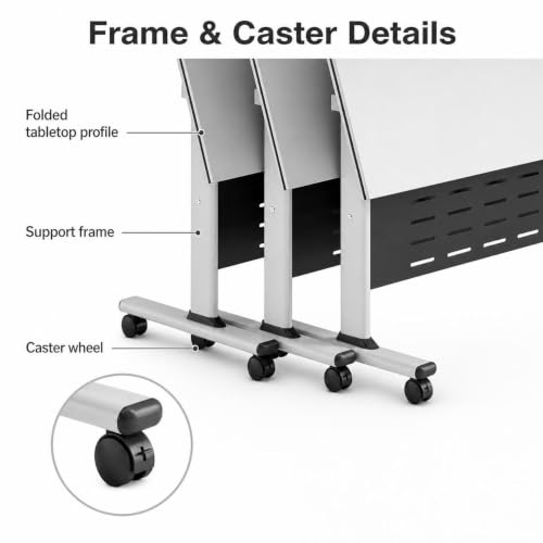 RIXNOMA Folding Conference Table with Wheels, Modular Joinable Meeting Table for Office, Classroom and Seminar Room, Mobile Training with Locking Casters