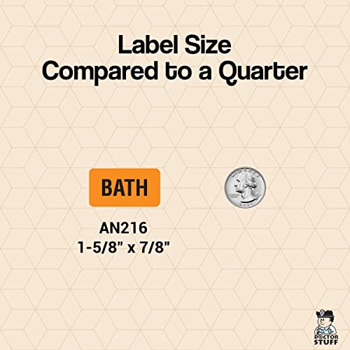 Bath Sticker, Doctor Stuff - Veterinarian File Folder Chart Labels, Veterinarian Care Instruction Vet Stickers, 1-5/8" x 7/8", Fluorescent Orange, 560/Roll, Tabbies Veterinary V-AN216