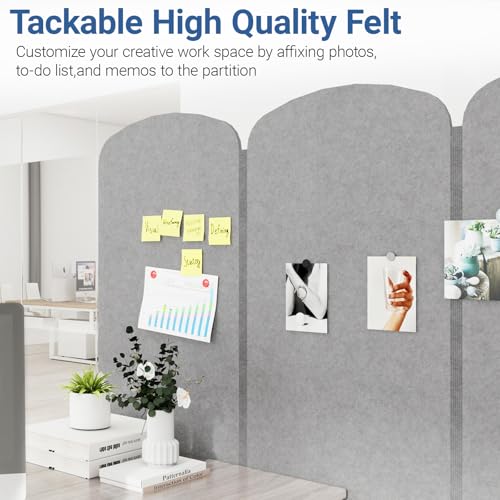 Natwind 3-Panel Portable Room Divider, 73.2'' x 71'' Office Partition,Grey