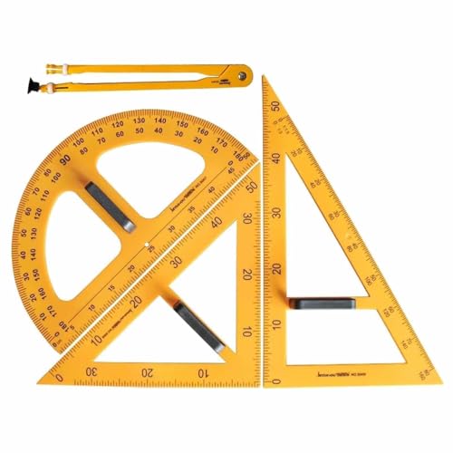 ZXKLXYY Drafting Tools Magnetic Geometry 4 Piece Set Includes Compass 2 Triangles and Protractor, Educational Material for Classroom Blackboard Office