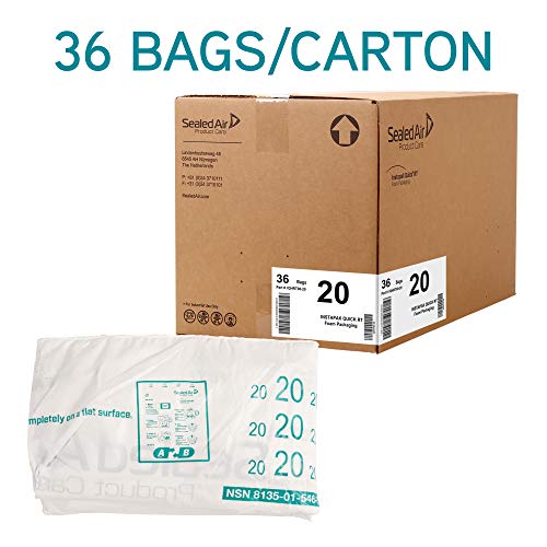 Sealed Air Instapak Quick RT, #20 Bag for 10"x10"x10" Box, Easy to Use, The ultimate protection for fragile shipments, Foam Packaging Bags (Pack of 36) (IQHRT00-20)