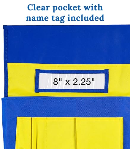 Carson Dellosa Chair Pockets for Classroom, Yellow & Blue, 6-Pack