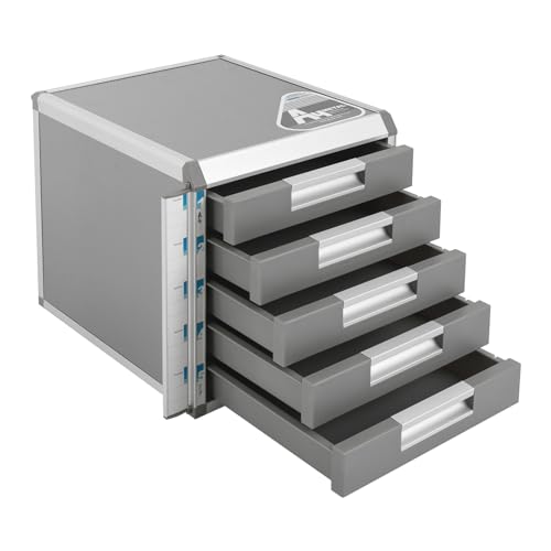 Josbuynls File Cabinet, Desk Organizer with 7 Drawers Metal Desktop Storage Cabinet File Holder with Locks and Keys for Home Office Organization (5 Layers-5 Small Floors)
