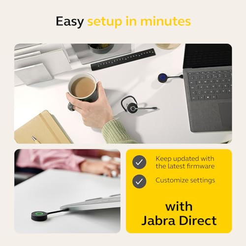 Jabra Engage 55 SE (Second Edition) Convertible Wireless Headset w/Charging Stand and Link 400 USB-C DECT Adapter – Works with All UC Platforms Like Google Meet & Zoom, Black