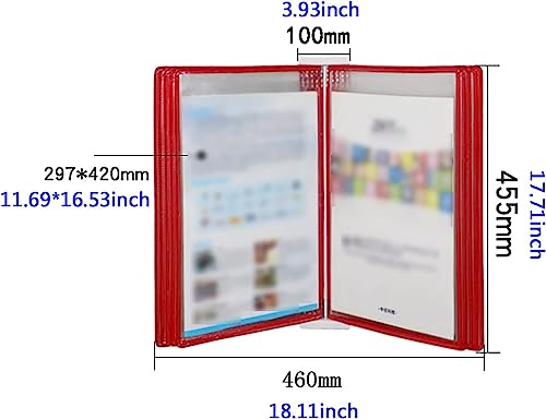 EliteBloom Wall Organiser Board,Catalog Display Rack, Wall Mounted A3 Poster Flip Book Display,Wall-Mounted Loose-Leaf Transparent Page Display Stand 45×33×10CM,C