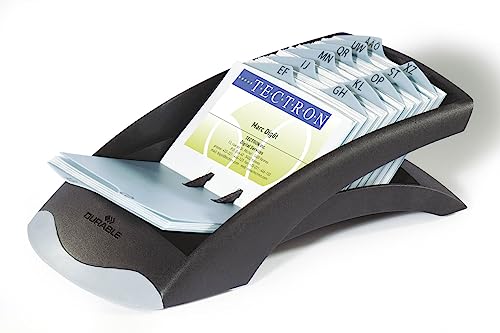 Durable Visifix Desk Business Card File Indexed Capacity 200 Silver Ref 2413/23