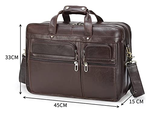 LLzyx Leather Briefcase for Men 15.6inch Laptop Bag Office Messenger Business Travel Computer Shoulder Handbag Briefcase