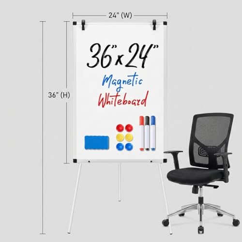 Large Whiteboard Easel with Stand - Rolling Dry Erase Board on Wheels for Classroom, Office & Home - Magnetic White Board for Presentations, Weekly Planning & Task Management