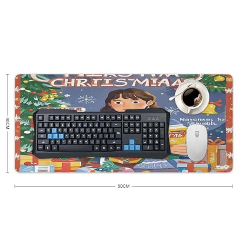 Watch Christmas Locked Edge Desk Mat & Mouse Pad Premium Rubber Desk Protector Large Size for Laptop/Keyboard Multi-Size Optional for Home Office Internet Cafe