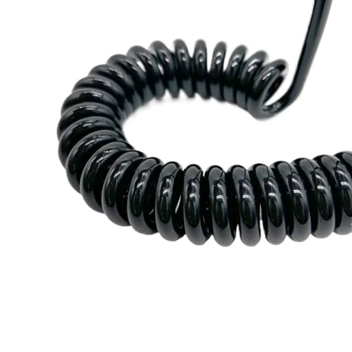 Coiled Curly Mains Flex Multicored Cable 5 Meters 14 Cores 14-24AWG Black