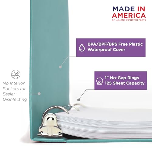 1" Heavy Duty Plastic Binder, Round Rings, Powder Blue, Case of 18