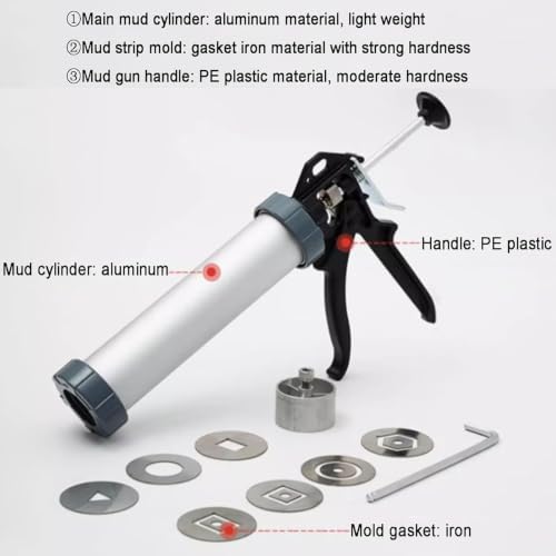 Opazua DIY Soft Hollow Mud Stick Extruder Set, Clay Extruder Gun, with 7 Different Molds Plates, Handheld Extruder Clay Tool, for Sculpting and Ceramics Crafting