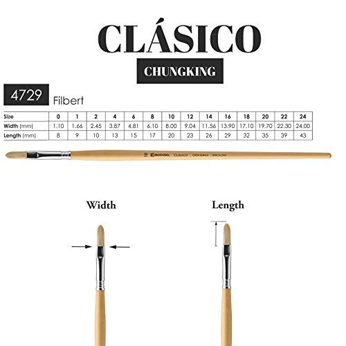 Escoda Clasico Series 4729 Long Handle Artist Oil & Acrylic Brush, 20, Filbert