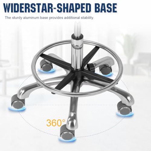 Ergonomic Drafting Chairs with Backrest & Foot Rest for Studio/Classroom/Lab/Counter/Medical/Tattoo Esthetician Drafting Stools Pneumatic Rolling Wheels Shop Stool Load Up 350LBS Capacity