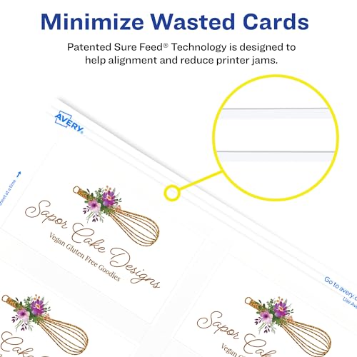 Avery Clean Edge Printable Business Cards, Sure Feed Technology, 2" x 3.5", White, 1,000 Blank Cards for Laser Printers (5874)