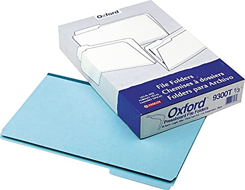 Pendaflex 9300T13 Tab Folders, 1/3 Cut, 9-1/2-Inch H, Legal-Size, 25/BX, Blue