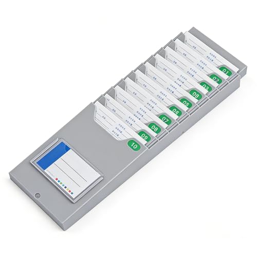 Retractable Time Card Holder Cards, Plastic Time Card Rack Wall-Mounted Attendance Time & Payroll Recorder(10Pocket)
