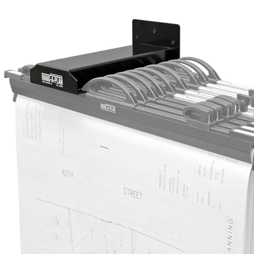 Arnos Hang-A-Plan Wall Mount Blueprint Storage Stand Rack - Hanging Blueprint Holder, Poster Display, Map Rack - Capacity for 10 Hanging Clamps 18", 24”, 30” 36" to Hold up to 1500 Blueprints