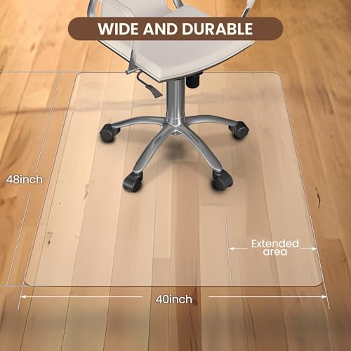 XINQIDAI Office Chair Mat for Carpet and Hardwood Floor, 48"x40" Heavy Duty (0.14" Thick) Flat Shipping, Computer Desk Chair Mat