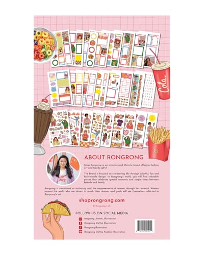 Rongrong Foodie Queen Planner Stickers Book for Planners, Calendars, Journals and Projects – Premium Quality Hand Drawn Transform Your Meal Planning - Scrapbook Stickers – 25 Pages