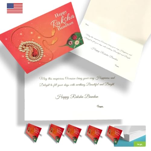 LOVENSPIRE Bulk Rakhi Greeting Card Set for Brother and Sister – Traditional Raksha Bandhan Modern Printed Gift Card, Protection & Good Luck For Sibling Bond 50Pcs