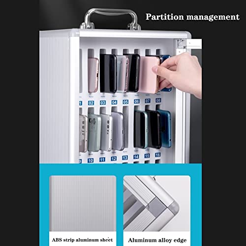 YXCUSAM Mobile Phone Storage Cabinet, Wall-Mounted Locked Mobile Phone Safe, Pocket Chart Mobile Phone Storage Box, Suitable for Factories (Silver 48 bits)