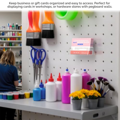 Marketing Holders 24 Pack Pegboard Business Card Holder Clear Acrylic Holds 3.5" x 2" Gift Cards Space Saving Rack for Medical Complexes and Doctors Offices