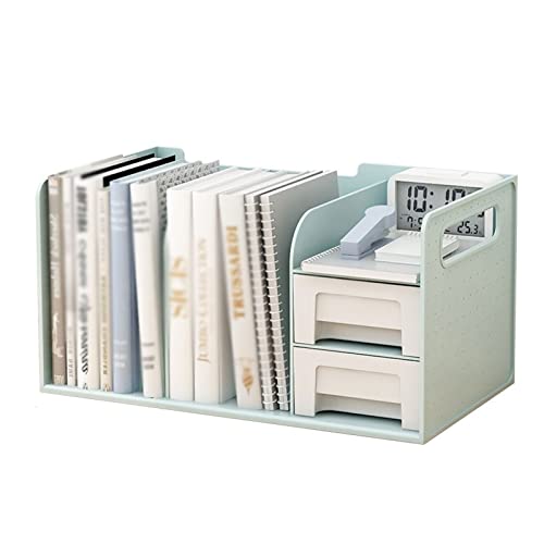 Book Shelf Bookcase Storage Display Bookshelf Desktop Bookshelf Storage Rack With 2 Drawers Office Storage Rack Two Layers Thickened To Accommodate Multiple Books for CDs/Movies/Books/Display Shelves