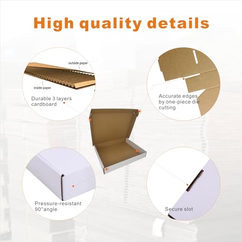 CH-BOX 100 Pack 13x11x2'' Small Shipping Boxes, Corrugated Cardboard Mailers for Business, White (CM13112-100)