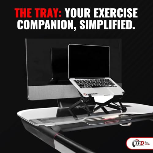 TFD StepTray+ Walking Desk Attachment for Peloton Tread+, Clear with Laptop Stand, Made in USA