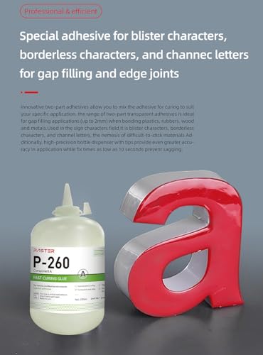 US Stock P-260AB Fast Curing Glue Professional Grade AB Super Glue Fast Curing Adhesive AB Metal to Metal Glue for Channel Letter, Sign Characters Field, Plastics Rubbers, Wood (500+500 ml)