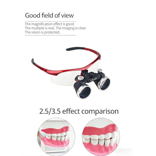 DENTASOP 3.5X/2.5X LED Dental Binocular Magnifier for Surgery and Aesthetics (Black, 2.5X)