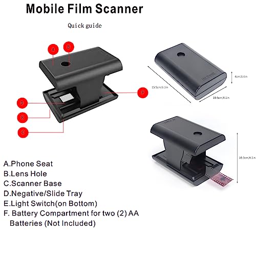Slide Negative Scanner, 35/135mm Film Scanner with Companion APP and Built-In LED Back Light, Support JPEG and Convert Color or Black White, Compatible with IOS/Android, Foldable, for Gifting