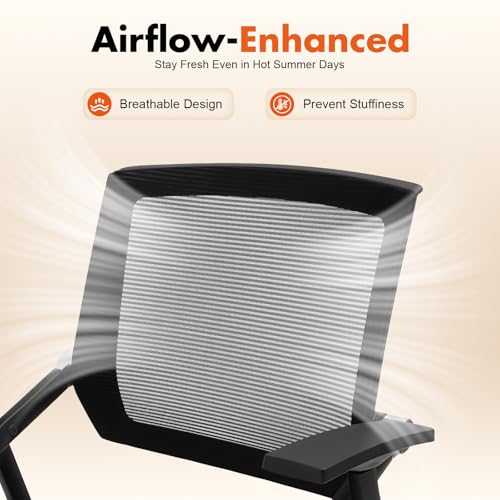 GUEYYSAN Foldable Reception Chairs, Foldable Office Chair Set with Mini Tabletop Portable Office Desk Chair with Wheel Strong Load-Bearing Seat for Schools Conference Black (1 Pack)