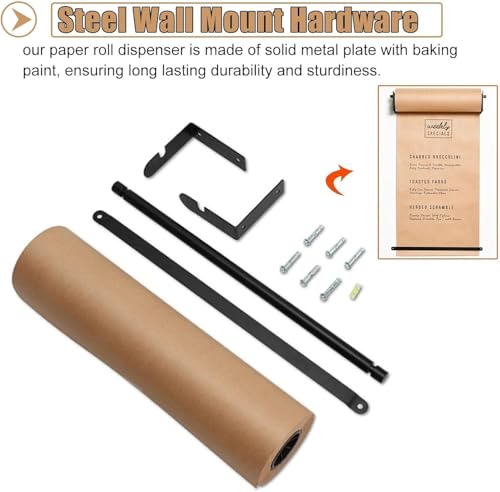 LNNW Kraft Paper Dispenser Wall Mounted Kraft Paper Roll Holder Dispenser, for Children's Room/Farmhouse Decor/Artwork Display Decorative Message Boards for Wall(60cm/24inch Wide)