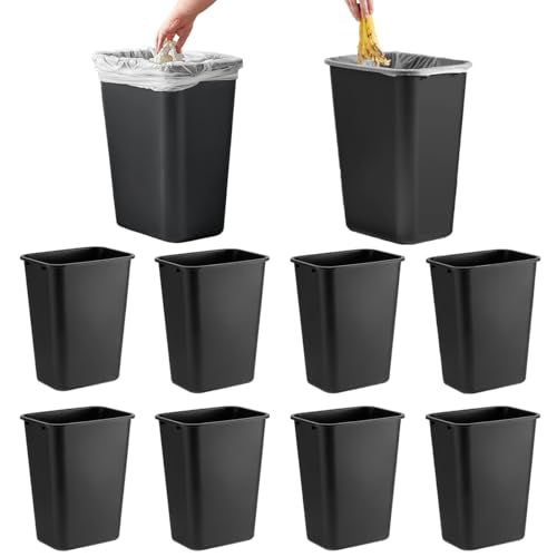 Zedfire 10 Pack, Recycle Wastebasket, 13 Qt. / 3 Gallon Rectangular Wastebasket/Trash Can Kit - Compact Recycling Bin, Slim Design for Business, Kitchen, Household, Workplace, and Dormitory - Black