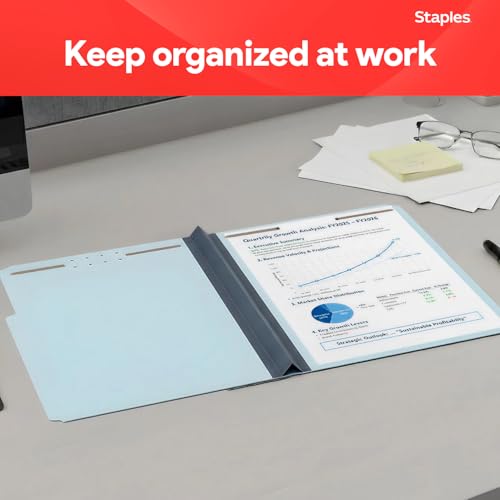 Staples® 60% Recycled Pressboard Classification Folder, 2" Expansion, Letter Size, Blue, 25/Box (ST384868/384868)