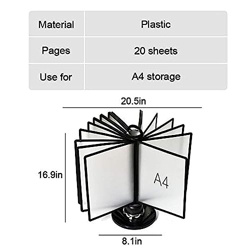 CIRONI Rotating Desk Reference Organizer - Deluxe Catalog Display Rack, 20 Double-Sided Panels, File Organizer for Desk, A4 Letter-Size, for Dining Room Display Product Price List
