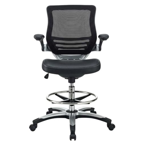Furnifact Black Drafting Chair, Adjustable Armrest, Ergonomic Backrest, Durable Base, Modern Office and Studio Stool
