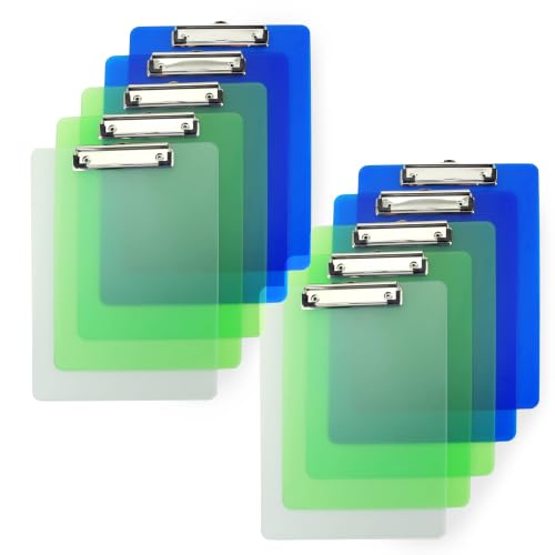 Rapesco 1519 Frosted Transparent Clipboard, A4+/Foolscap, Assorted Colours, Pack of 10