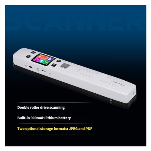Document Scanners, Mini 1050DPI Portable Handheld Scanner, Support TF Card Max 32GB Photo JPEG PDF Color Scanning Receipts Books A4 Document