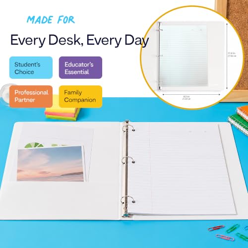 Enday 1 Inch Bulk 24Pack White 3 Ring Binder Clear View Presentation Binder 3-Ring Presentation View Binder with Internal Pockets Heavy Duty Bulk Pack for School, Teacher Classroom & Office Supplies.