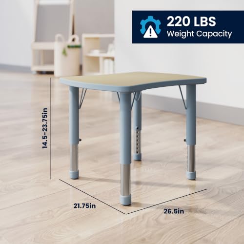 Flash Furniture 26x22 Height Adjustable Activity Table, Natural/Dusty Blue