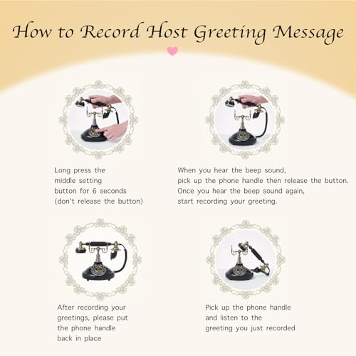 PLIFOEW Audio Guest Book Wedding Phone,Audio Guestbook Phone Vintage Style Audio Message Voicemail for Graduation Retirement Party Birthdays Baby Shower Special Occasions (Black)