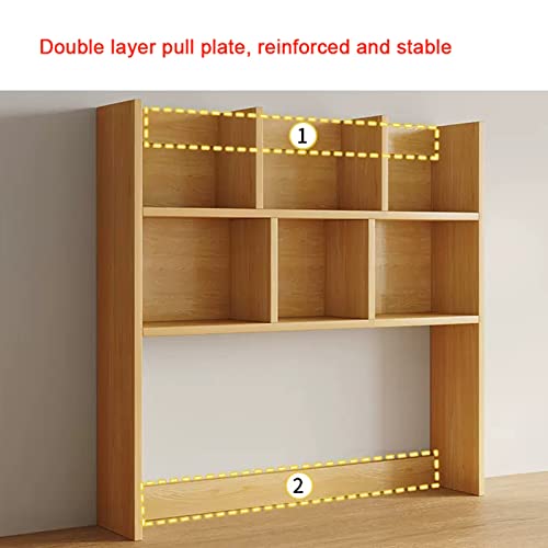 Bookcase Desktop Bookshelf Organizer Wood Countertop Bookcase Storage Display Rack Office Supplies Desk Organizer Desk Organizer Literature Photo Display Rack, Light Brown Modern(L100xD20xH80cm)