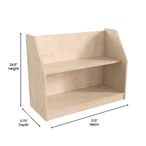 Classroom Essentials Commercial Grade Modular 2 Shelf Wooden Classroom Display Shelf, Natural